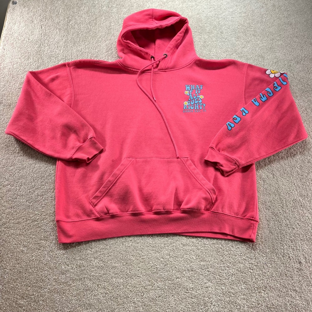 Pacific & Co Hoodie Mens Large Pink What If It All Goes Right Graphic Sweatshirt